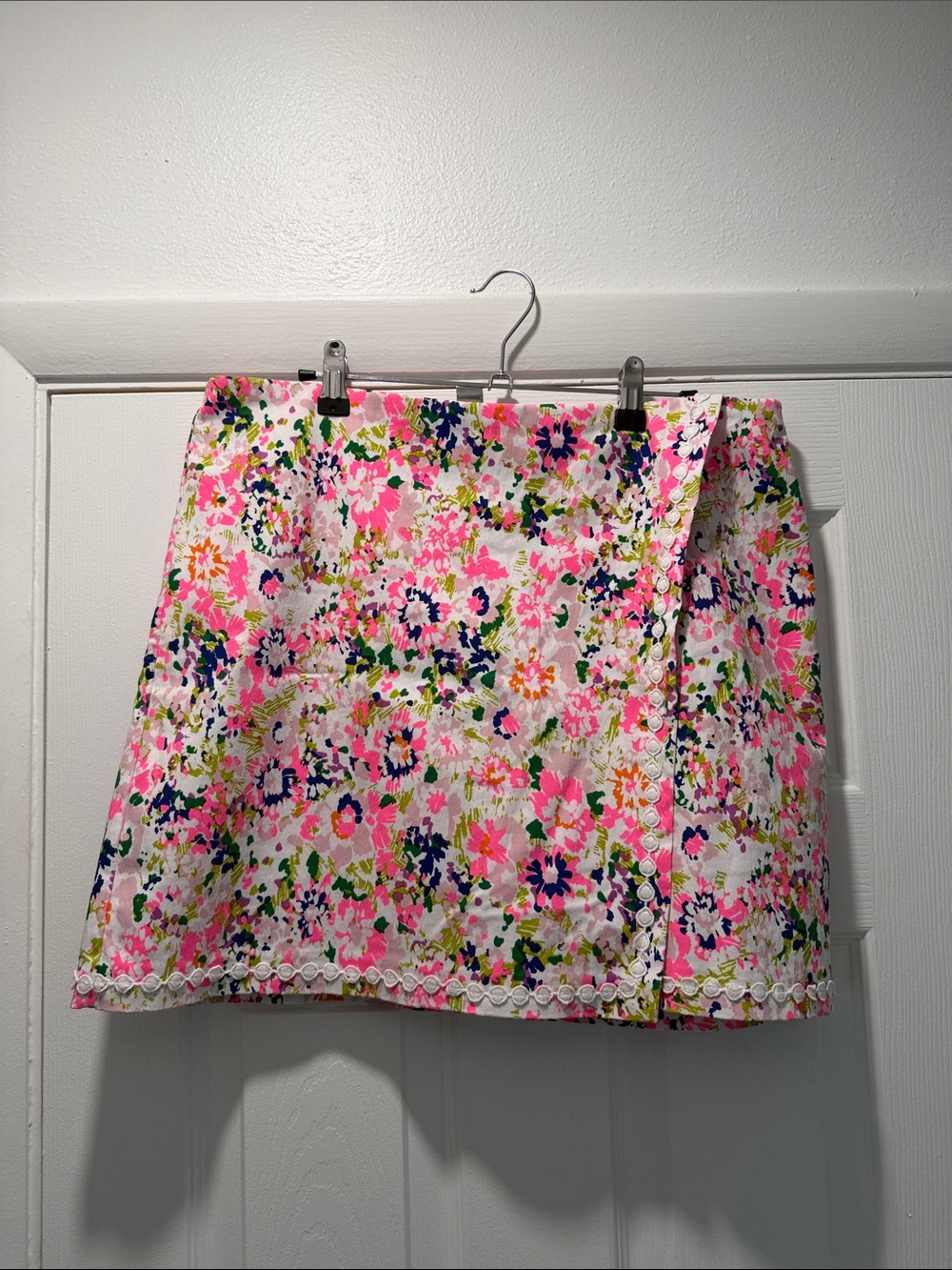 crown & ivy Pink Multi Floral Wrap Mini Skirt